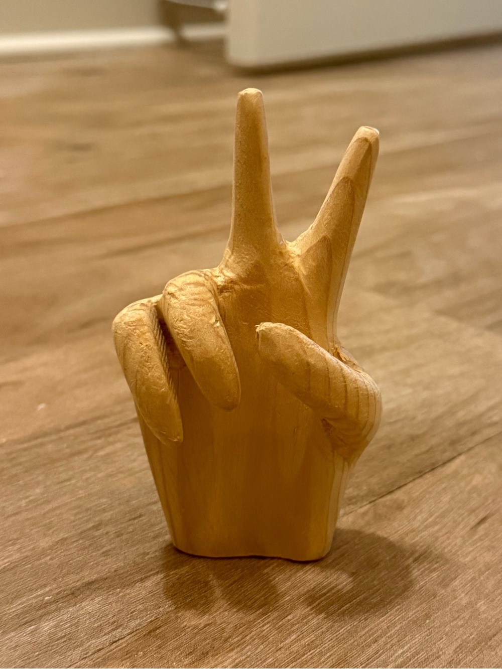Handcrafted Wood Peace Hand Sculpture - Home Art Decor / Accessory Display